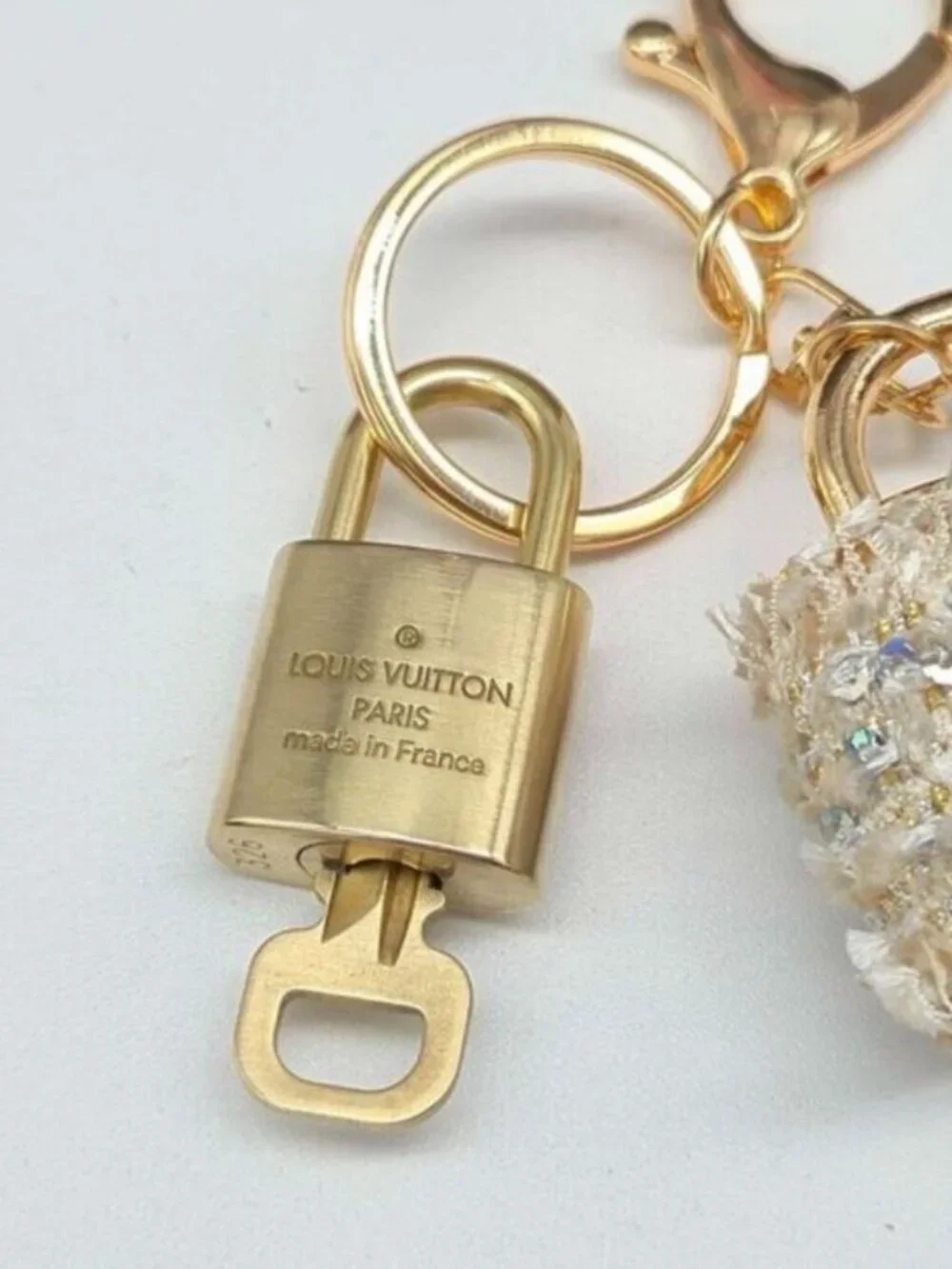 Authentic Louis Vuitton Lock & Key Gold ✨ Unbranded Keychain Bag Charm LV
